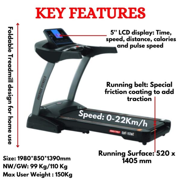 Imported Semi Commercial Treadmill in India EHT-117AC - Image 2