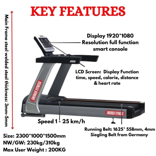 Imported Commercial Treadmill- JB-906 (LED Screen) - Image 2